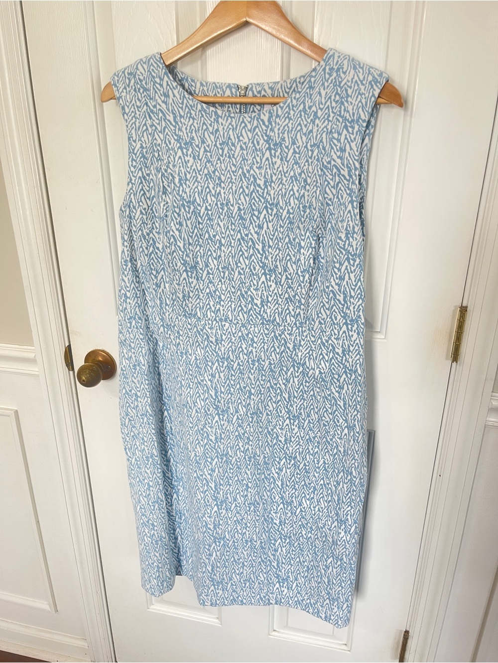 Calvin Klein Shift Dress Size 16 Blue White Sleeveless Business Office  Workwear